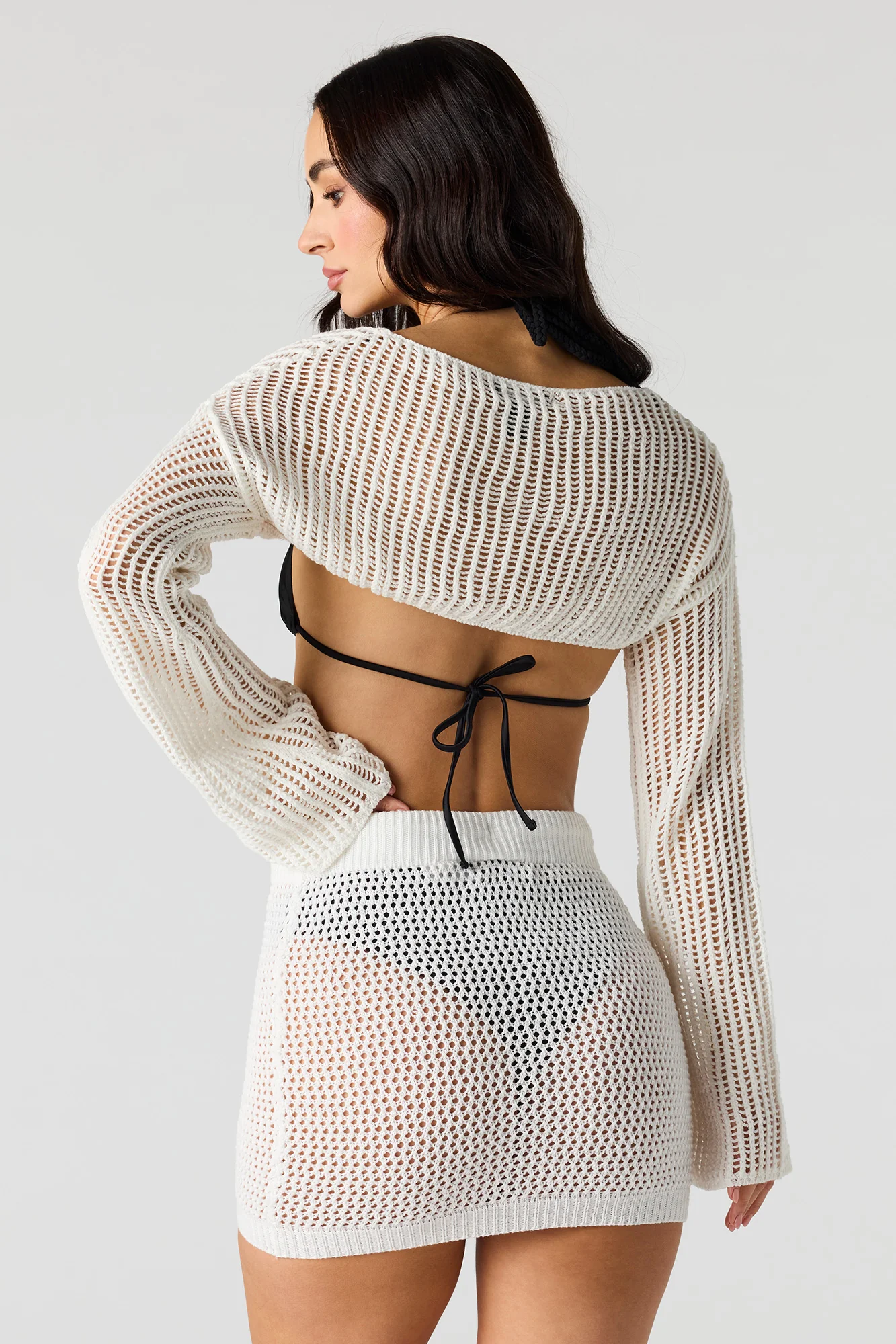 Crochet Cropped Swim Cover Up Top - Image 2