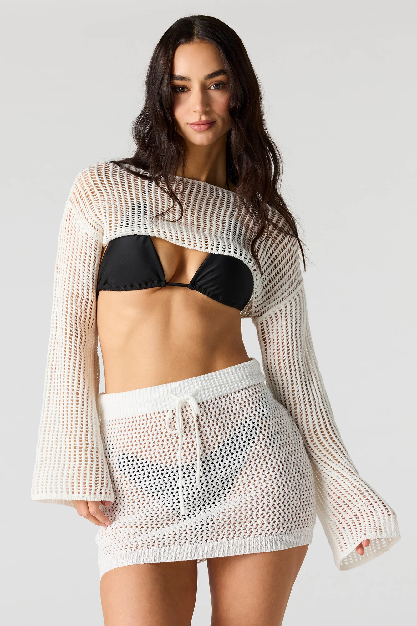 Crochet Cropped Swim Cover Up Top - Image 4