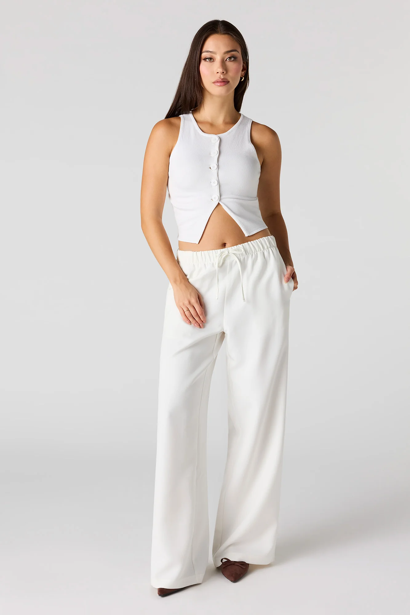 Knit Button Front Vest Top - Image 12