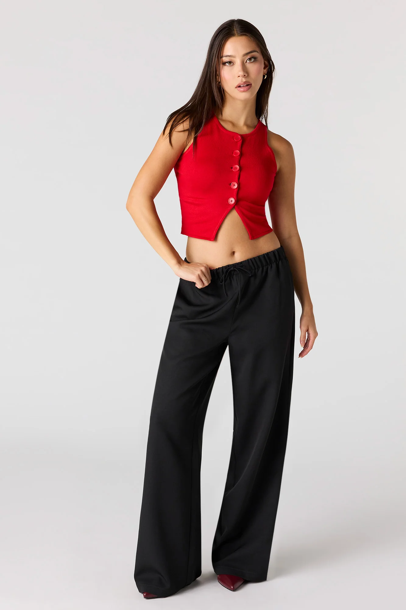 Knit Button Front Vest Top - Image 16