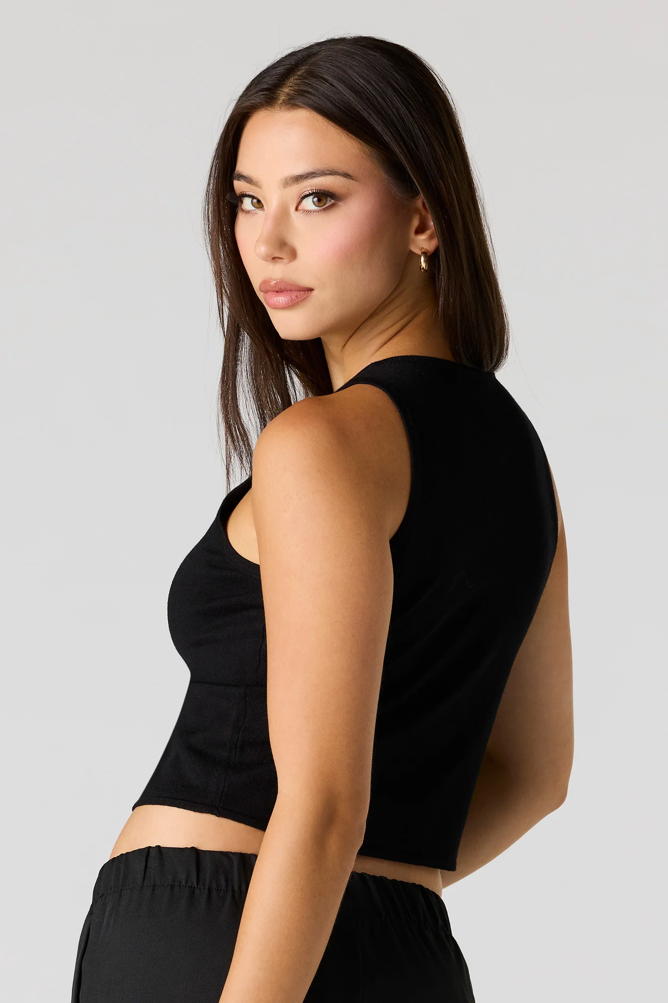 Knit Button Front Vest Top - Image 7