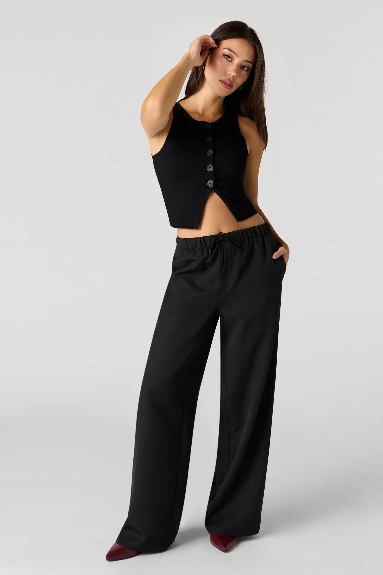 Knit Button Front Vest Top - Image 8